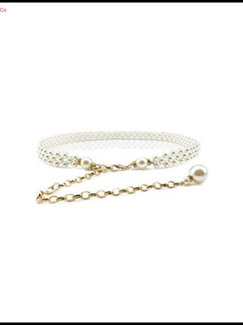 Pearl Rhinestone Chain Waist Belt for Women Adjustable Metal Buckle